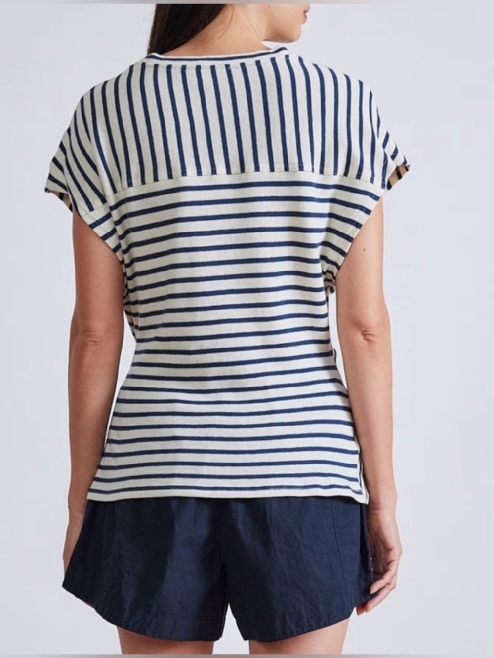 Apiece Apart Navy Striped Nina Cinched Top - Picture 2 of 13